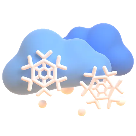 Nube y copos de nieve  3D Illustration