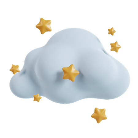 Nube y estrellas  3D Icon