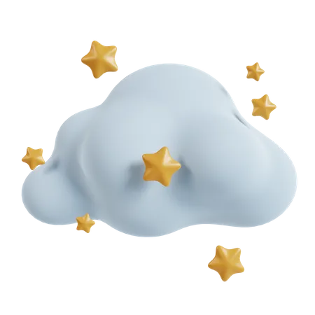 Nube y estrellas  3D Icon