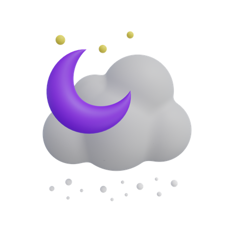 Nube y luna  3D Icon