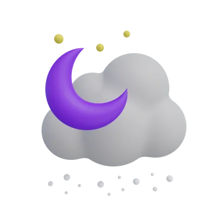 Luna Nieve Nube Noche 3D Icon