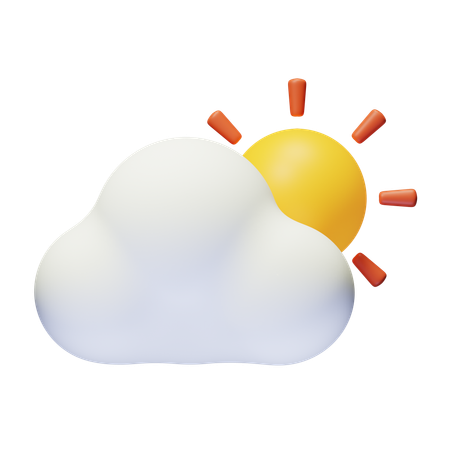 Nube y sol  3D Icon