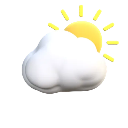 Nube y sol  3D Icon