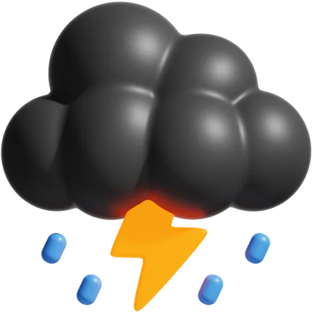 Nubes de tormenta noche  3D Icon