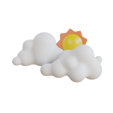 Nublado com sol  3D Icon