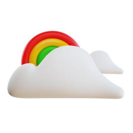 Nublado con arcoiris  3D Icon