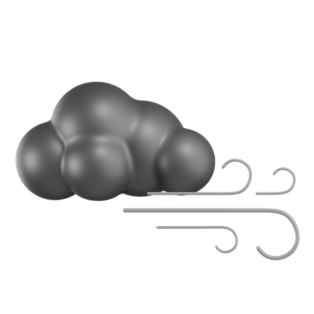 Nublado con viento  3D Icon