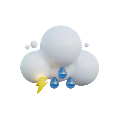 Garoa nublada e trovão  3D Icon