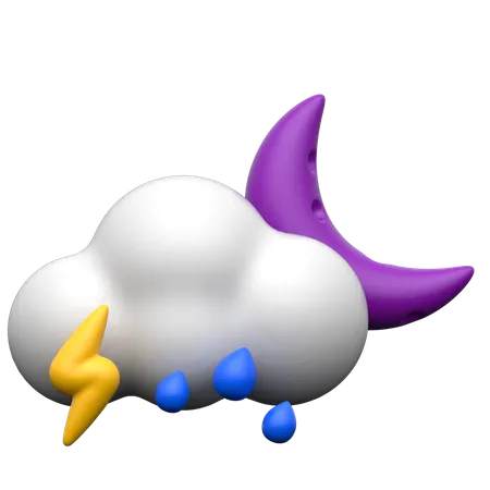 Chuva trovejante nublado  3D Icon