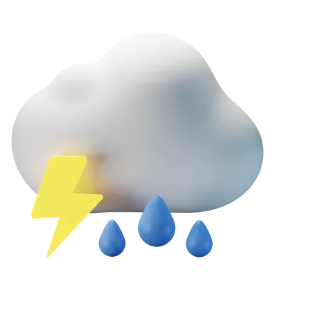 Lluvia de truenos nublados  3D Icon