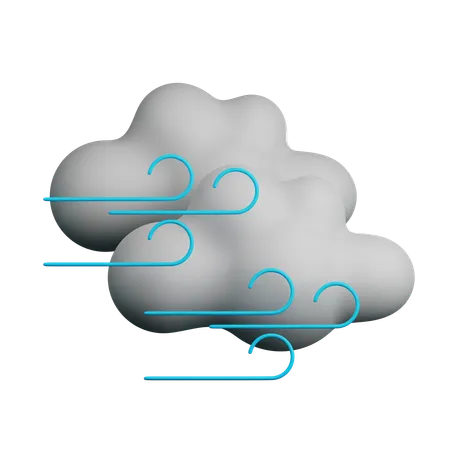 Nublado y con viento  3D Icon