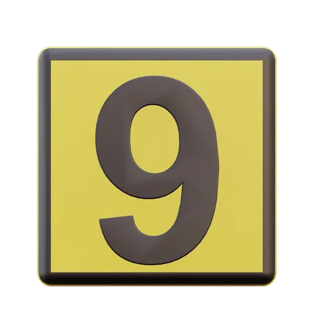 Nueve numero  3D Icon
