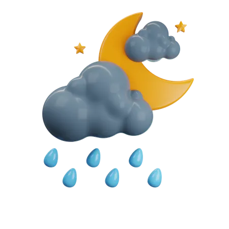 Nuit avec moins de pluie  3D Icon