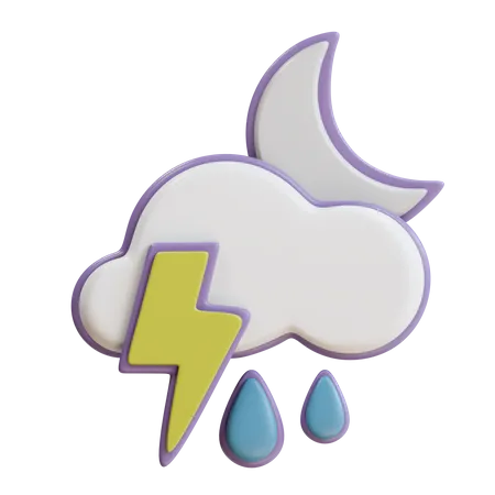 Pluie de tonnerre la nuit  3D Icon