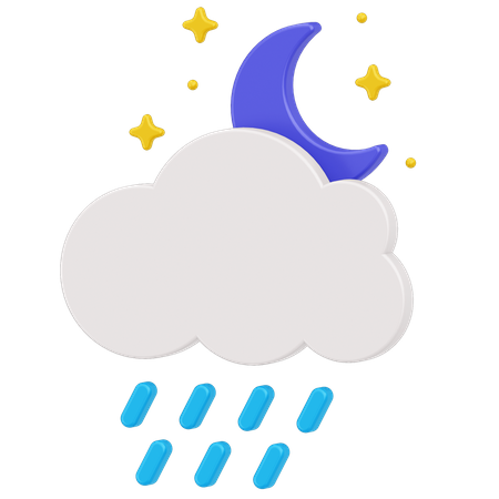 Pluie et nuages nuit  3D Icon