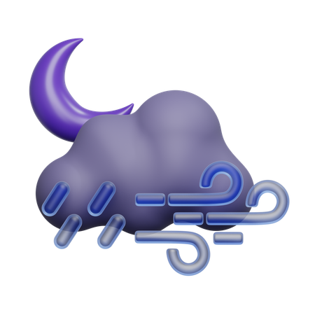 Nuit pluvieuse et venteuse  3D Icon