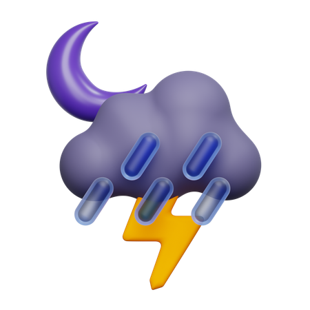 Nuit pluvieuse et venteuse  3D Icon