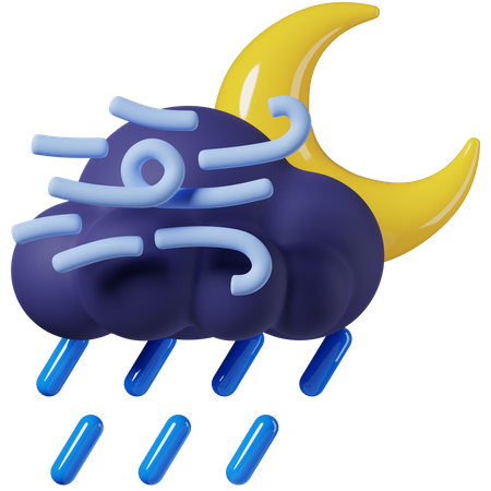 Nuit venteuse forte pluie  3D Icon