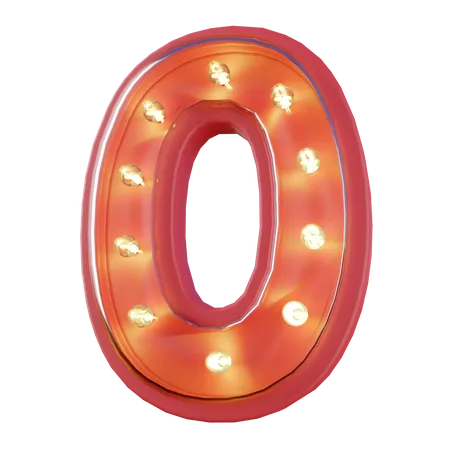 NEON NUMBER 0 Typography 3D Icon