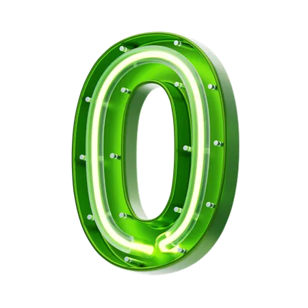 Number 0 Shape Neon Text  3D Icon