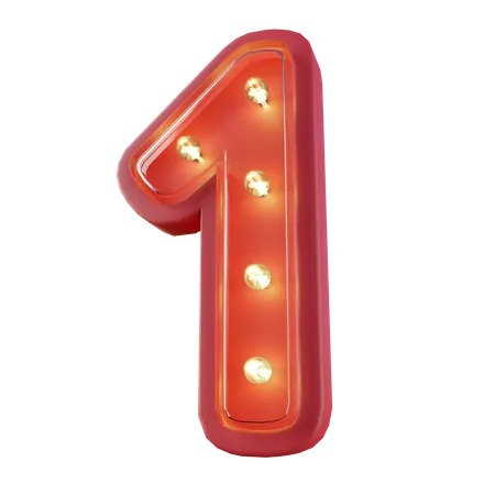 NEON NUMBER 1 Typography 3D Icon
