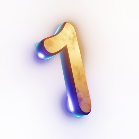 Number '1' text effect  3D Icon