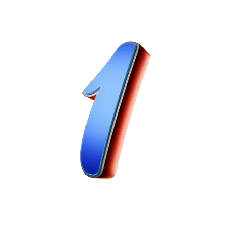 Number 1 Typography  3D Icon