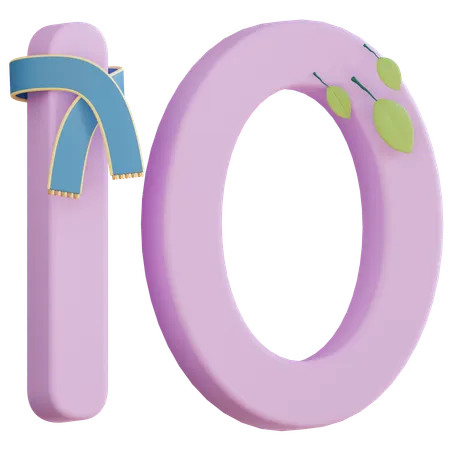 3 D Number Ten With Isolated Background 3D Icon