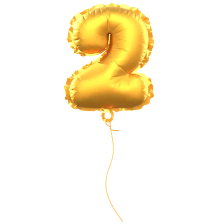 Number 2 Balloon  3D Icon