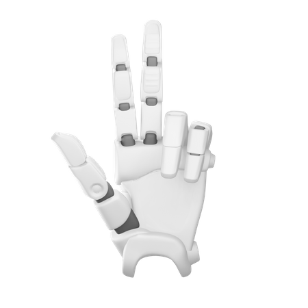 Number 2 Robot hand 3D Illustration