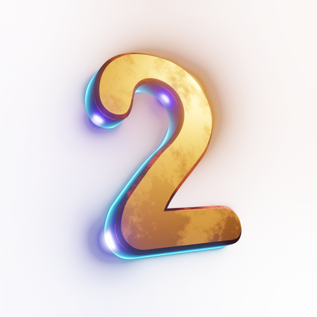 Number '2' text effect  3D Icon