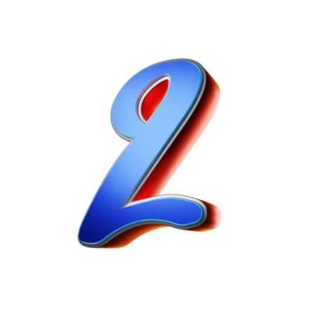 Number 2 Typography  3D Icon