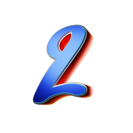 Number 2 Typography  3D Icon