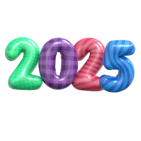 Number 2025 Shape Balloon  3D Icon