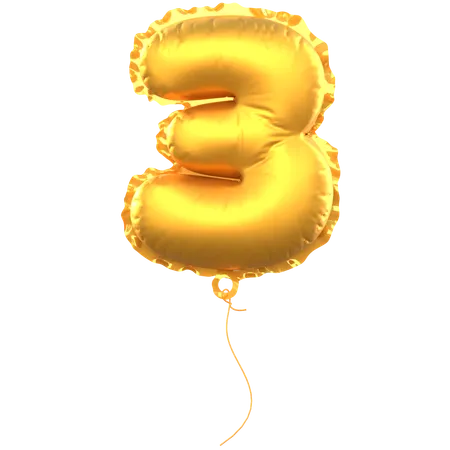 Number 3 Balloon  3D Icon