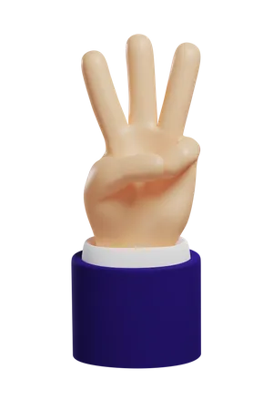 Number 3 Hand Gesture  3D Illustration