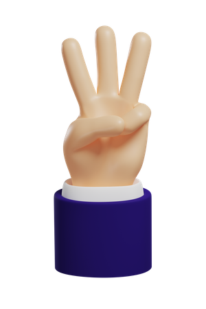 Number 3 Hand Gesture  3D Illustration