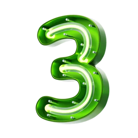 Number 3 Shape Neon Text  3D Icon