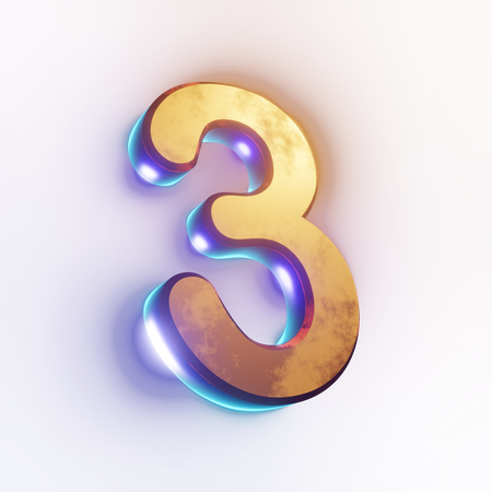 Number '3' text effect  3D Icon