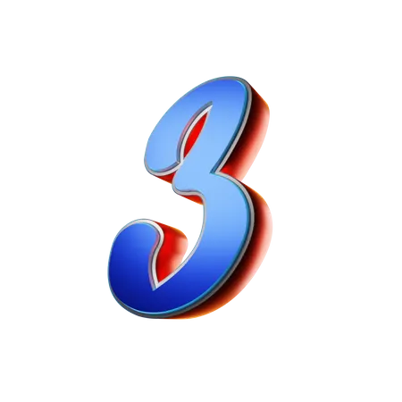 Number 3 Typography  3D Icon