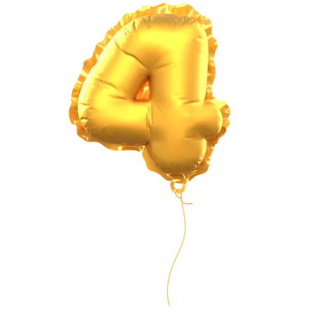 Number 4 Balloon  3D Icon