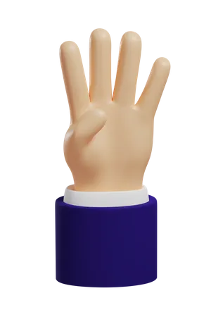 Number 4 Hand Gesture  3D Illustration