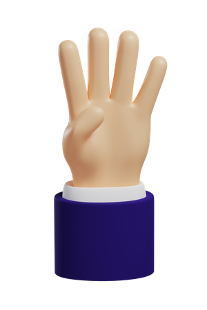 Number 4 Hand Gesture  3D Illustration