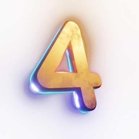 Number '4' text effect  3D Icon