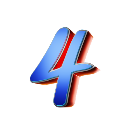 Number 4 Typography  3D Icon