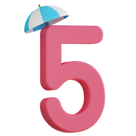 3 D Number Five With Isolated Background 3D Icon