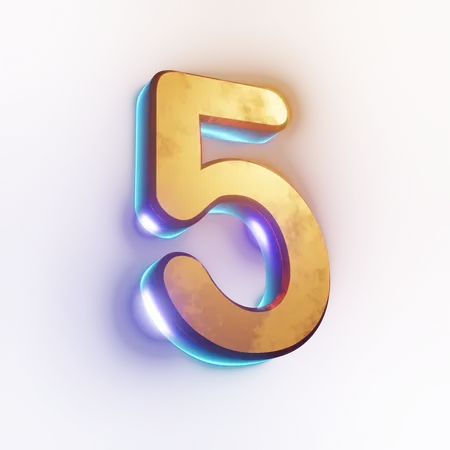 Number '5' text effect  3D Icon