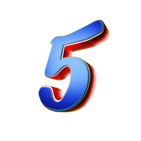 Number 5 Typography  3D Icon