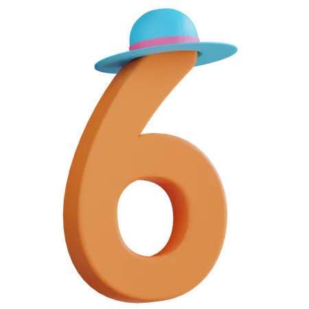 3 D Number Six With Isolated Background 3D Icon