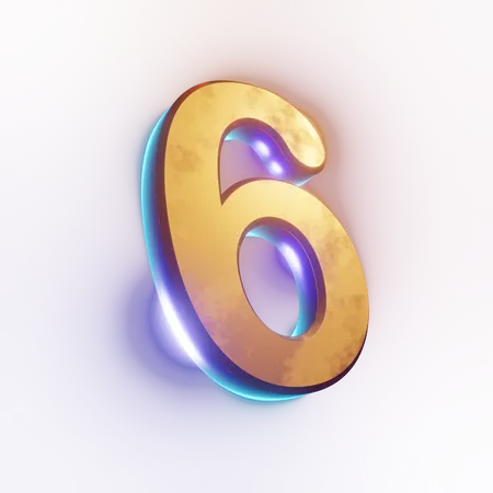 Number '6' text effect  3D Icon
